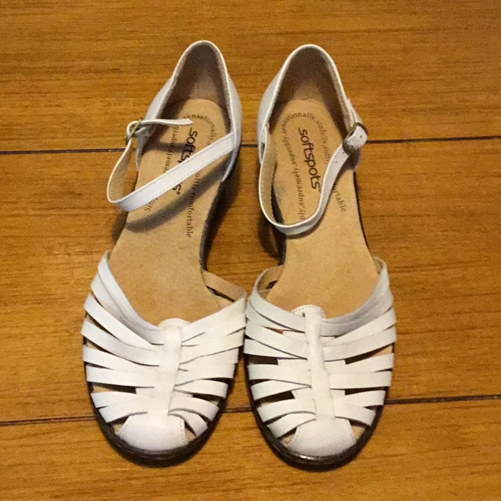 White soft spots sandals